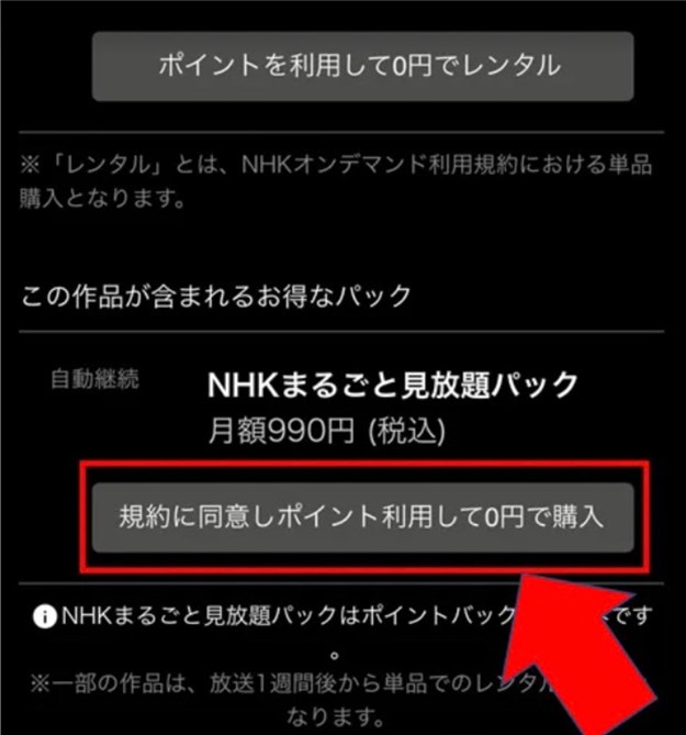 規約に同意しポイント利用して0円で購入